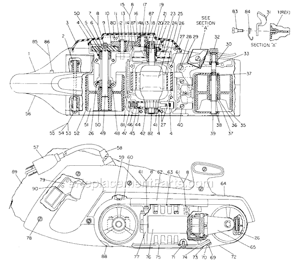 Page A Diagram and Parts List for G-7451 Type 1 Black and Decker Belt or Drum Sander